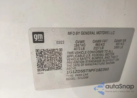 2023 Chevrolet Malibu Fwd 1Lt from USA, damaged, VIN 1G1ZD5ST5PF182360